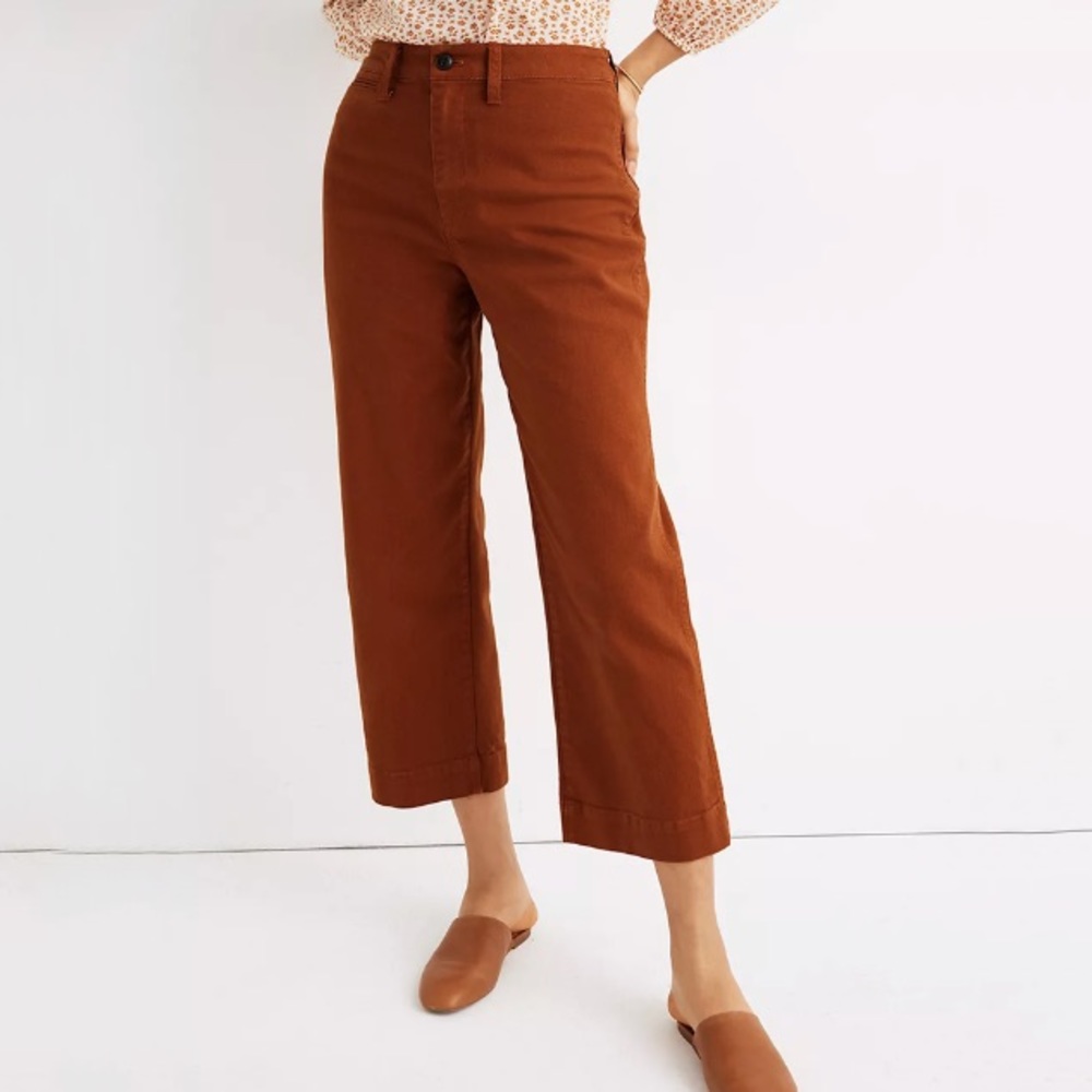 NWT Madewell Curvy Slim Emmett Wide Leg Cropped Pants In Orange